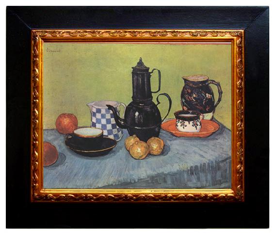 framed  Vincent Van Gogh Still life Blue Enamel Coffeepot Earthenware and Fruit (nn04), Ta064